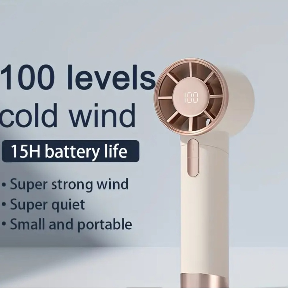 Portable White and Gold Handheld Fan